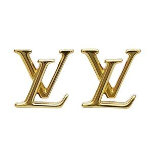 Louis Vuitton Earrings Women's Brand Gp Lv Iconic Gold M00743 Lv Logo Simple